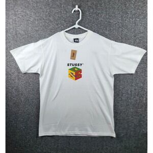 Stussy S64 Pigment Dyed Tee White Graphic Logo Mens T Shirt Large